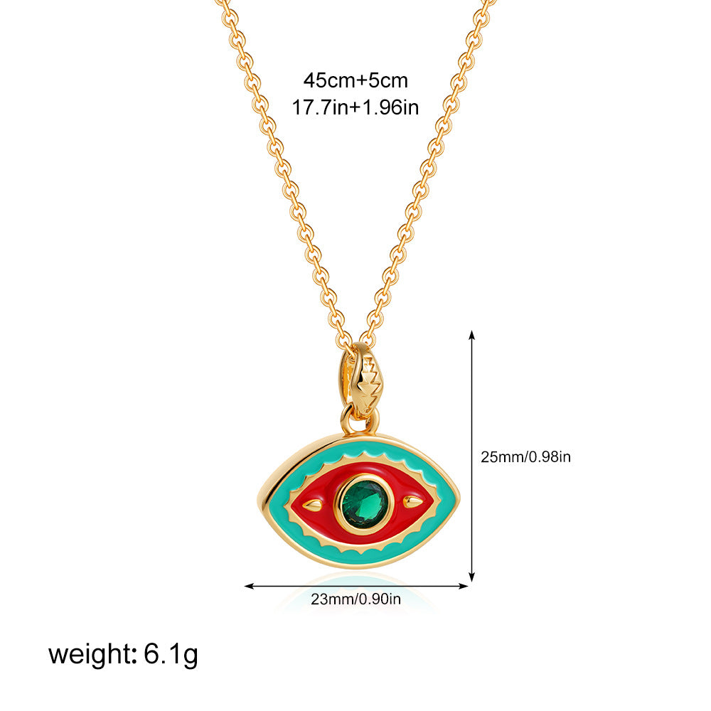 Crystal Pendant Steel Gold Color Drip Enamel S5P239