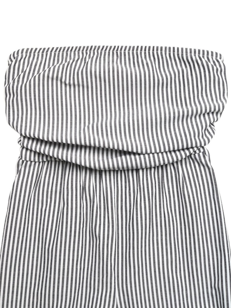 Strapless Stripe Jumpsuit Women Straight Leg N6C251