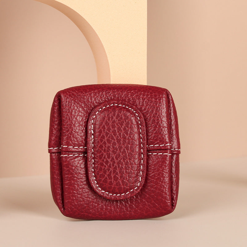 Genuine Leather Coin Purse With Keychain Women N6D030