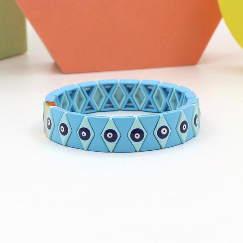 Evil Eye Rhombus Cuff Steel Stove-Enameled Elastic S5P152