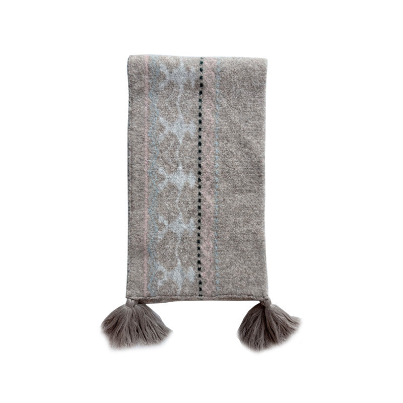 Heavyweight Wool Blend Scarf Fringe Detailing  M5A100