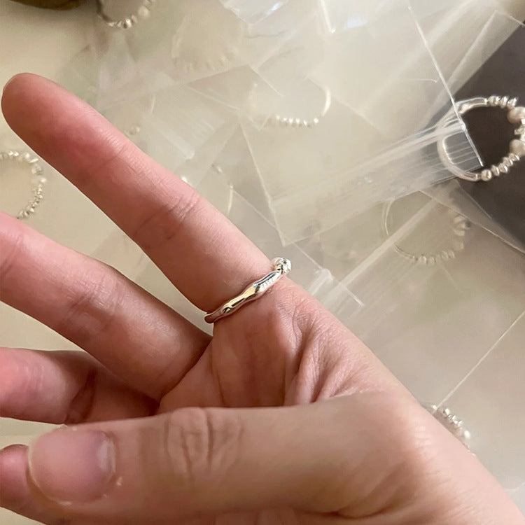 Irregular Faux Pearl Ring Gold Plated Copper Band N6H191