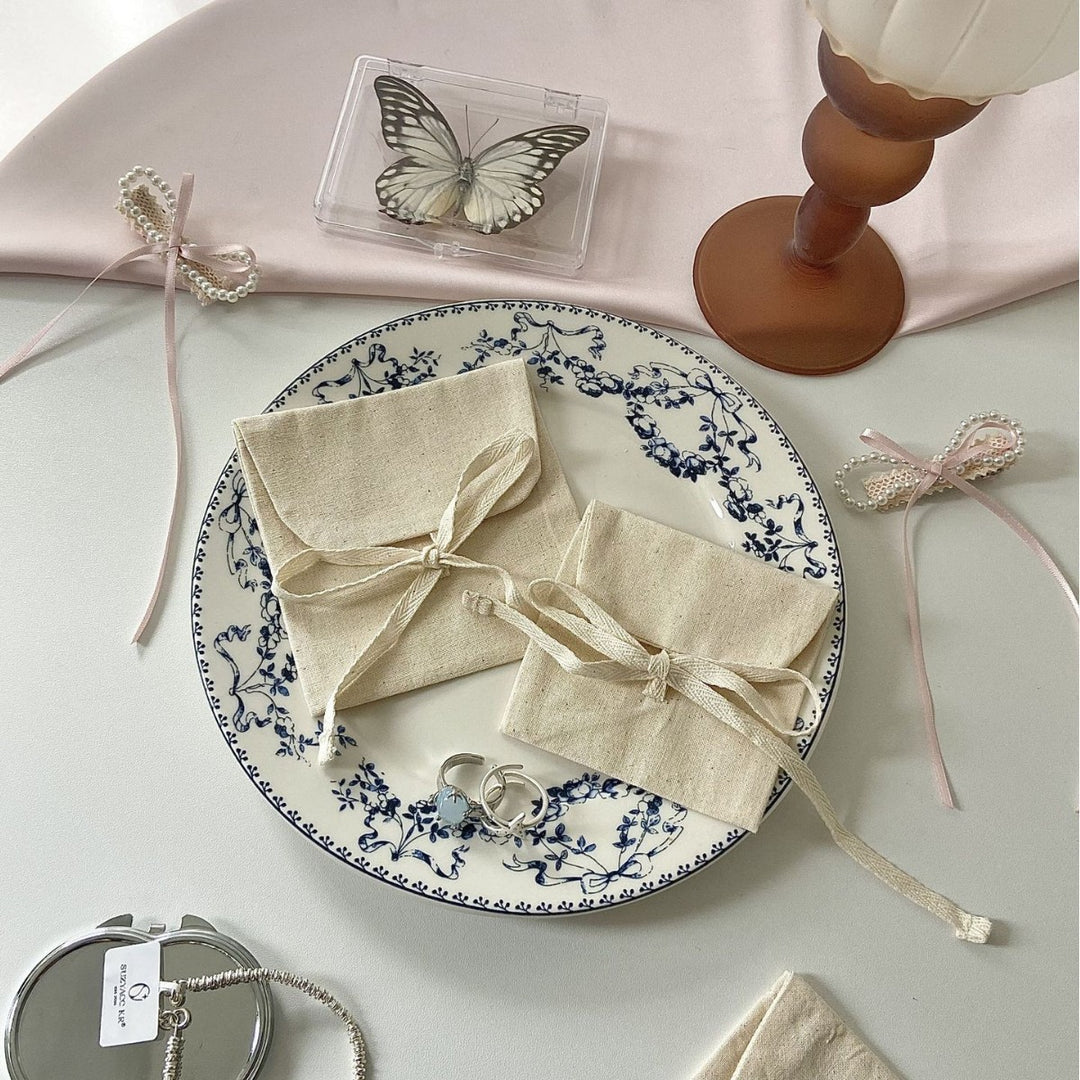 Cotton Linen Drawstring Jewelry Pouch Storage Bag N6G107