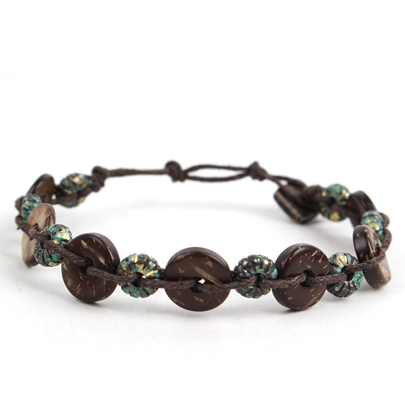 Natural Coconut Shell Braided Bracelet S5P614