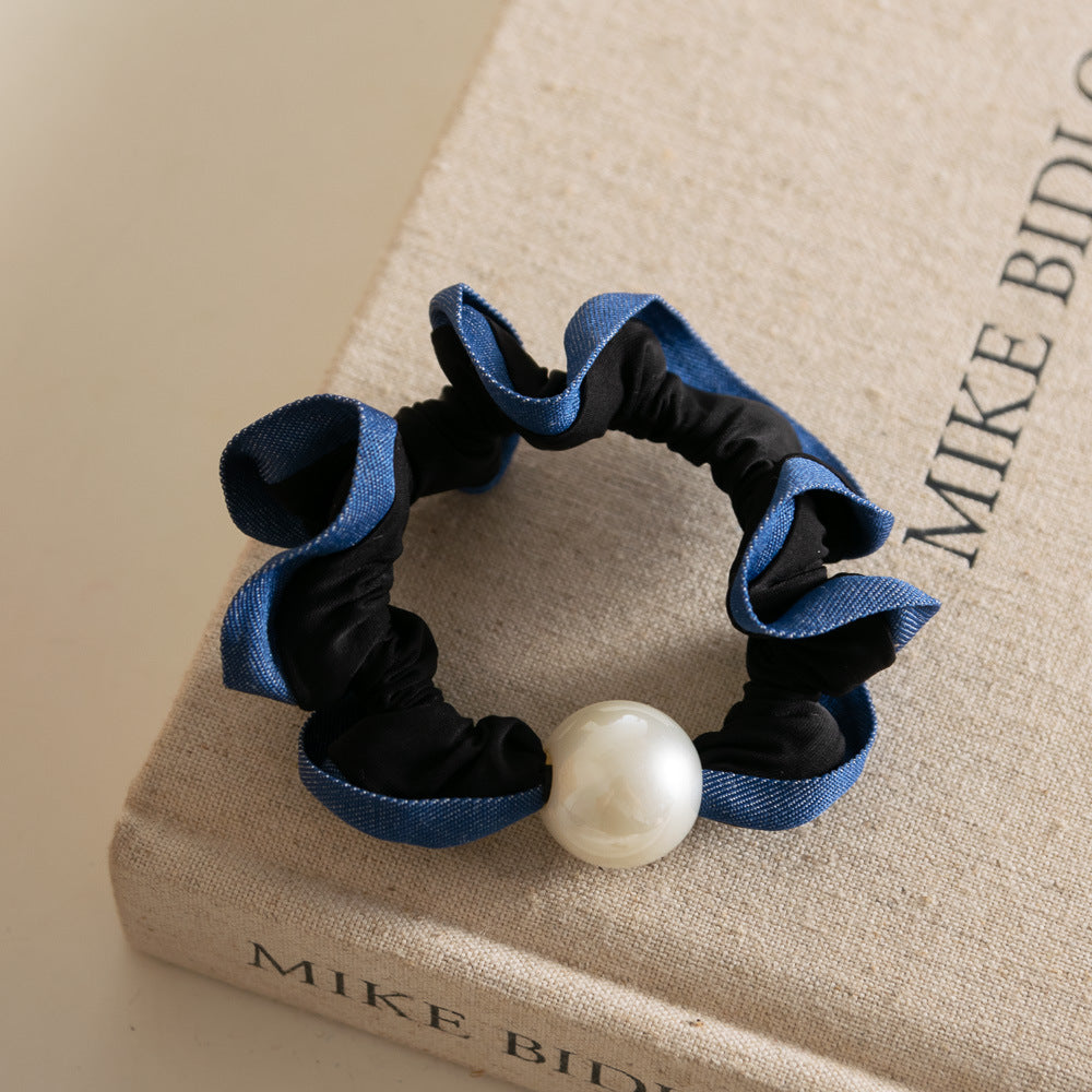 Polka Dot Pearl Mini Scrunchie High Elasticity Women N6H188