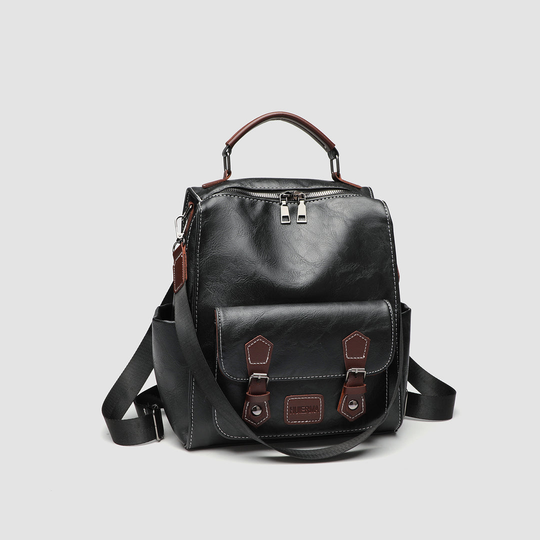 Vintage PU Backpack Large Capacity Travel Student N6F165