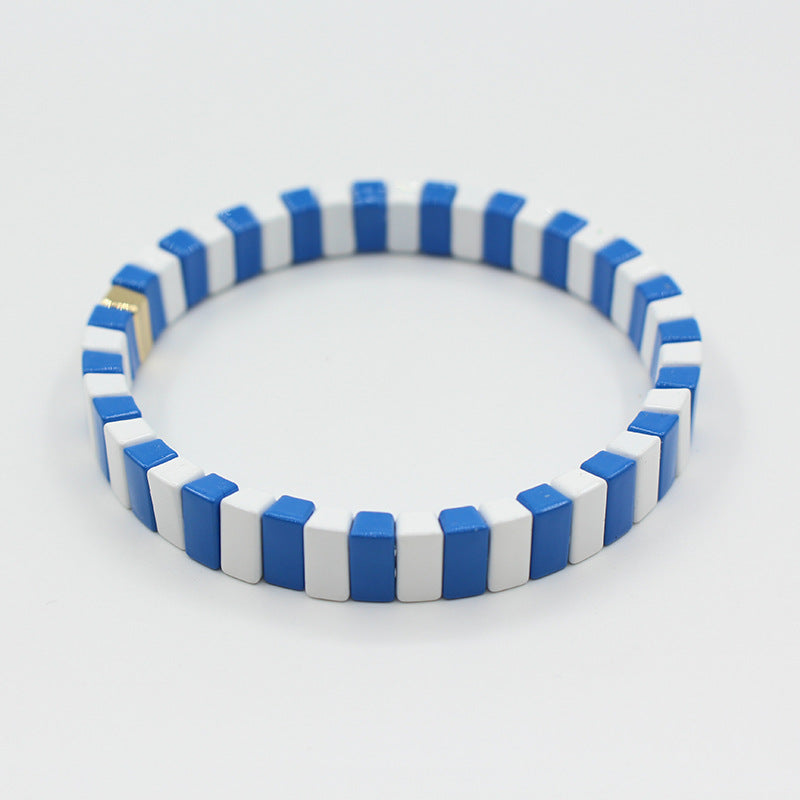 Macaron Elastic Bracelet Dual-Tone Enamel Alloy S5P043