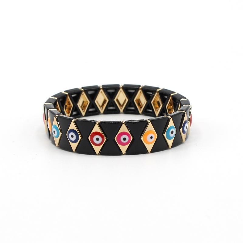 Evil Eye Enamel Cuff Steel Stove Fired Blend S5P079