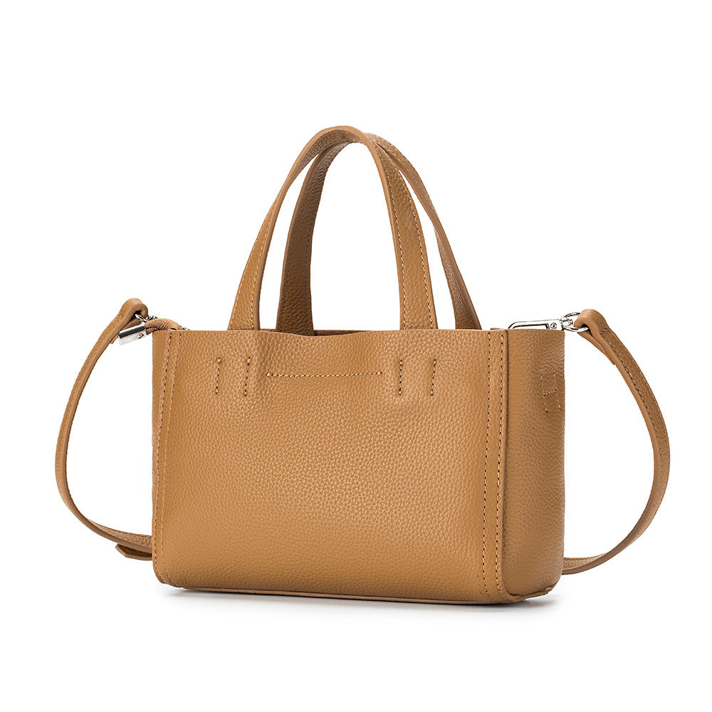 Genuine Leather Top Handle Bag Square Mini Tote N6F111