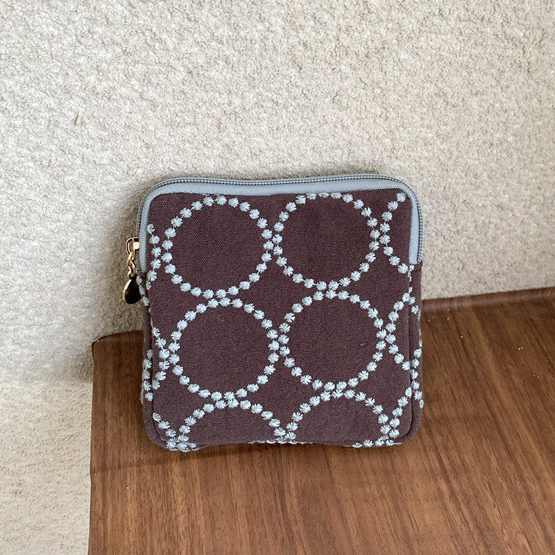Vintage Embroidered Cotton Cosmetic Pouch N6J265