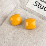 Load image into Gallery viewer, Candy Color Rounded Square Glossy Stud Earrings Women N6H104