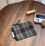 Load image into Gallery viewer, Classic Check Stripe Wool Blend Pouch Canvas Lined S5P363
