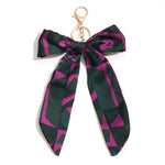 Load image into Gallery viewer, Satin Bow Geometric Pattern Keychain Bag Charm N6G116