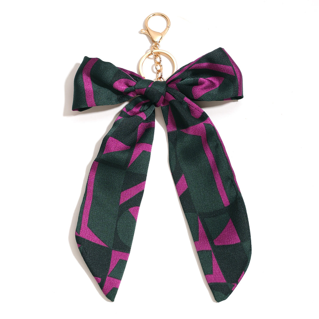 Satin Bow Geometric Pattern Keychain Bag Charm N6G116