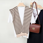 Load image into Gallery viewer, Colorblock Stripe Knit Shoulder Cape Women Travel N6H244