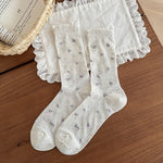 Load image into Gallery viewer, Sweet Floral Lace Trim Mid-Calf Socks Women Cotton N6H027