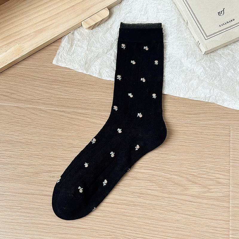 Floral Mesh Mid-Calf Socks Women N6C176