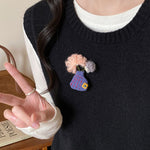 Load image into Gallery viewer, Womens Embroidered Floral Vase Fabric Brooch N6K318