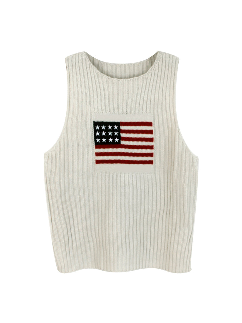 USA Flag Patriotic Knit Tank Top Independence Day N6H273