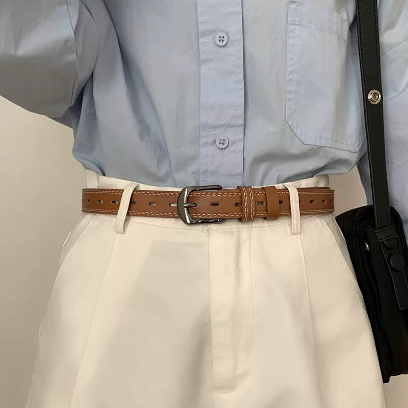 Retro Brown Belt  Fashion PU Leather Buckle Strap N6C074