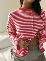 Load image into Gallery viewer, Street Style Striped Knit Cardigan Long Sleeve Women N6G286