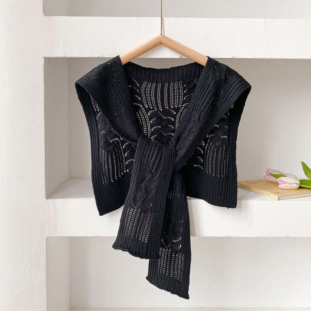 Thick Knit Square Shawl Hollow Twist Women N6H241