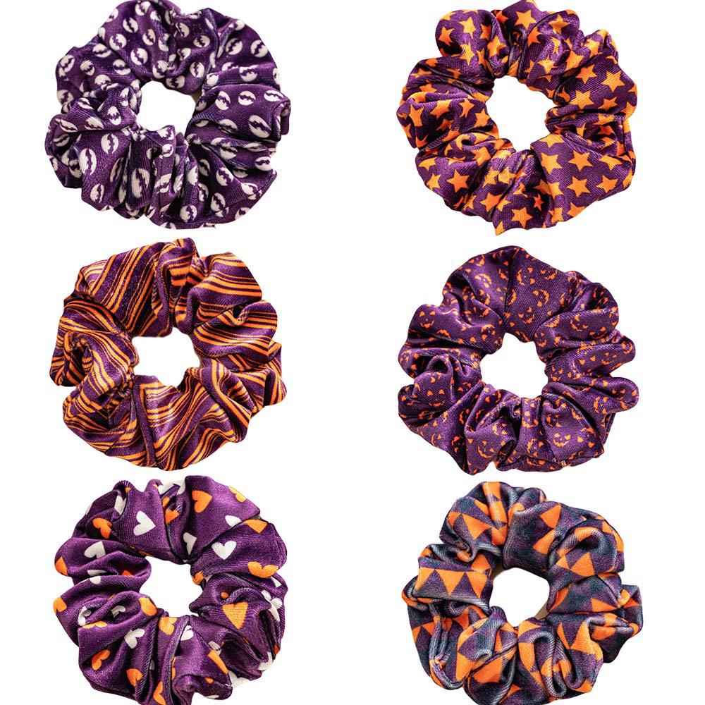 Velvet Scrunchie Spooky Pattern High Elasticity N6H202