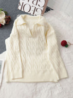 Load image into Gallery viewer, Cable Notch Sweater Mid Weight N5A244
