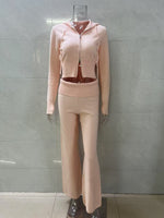 Load image into Gallery viewer, Hooded Zip-Up Sweatshirt and Pants Set Women N6D078