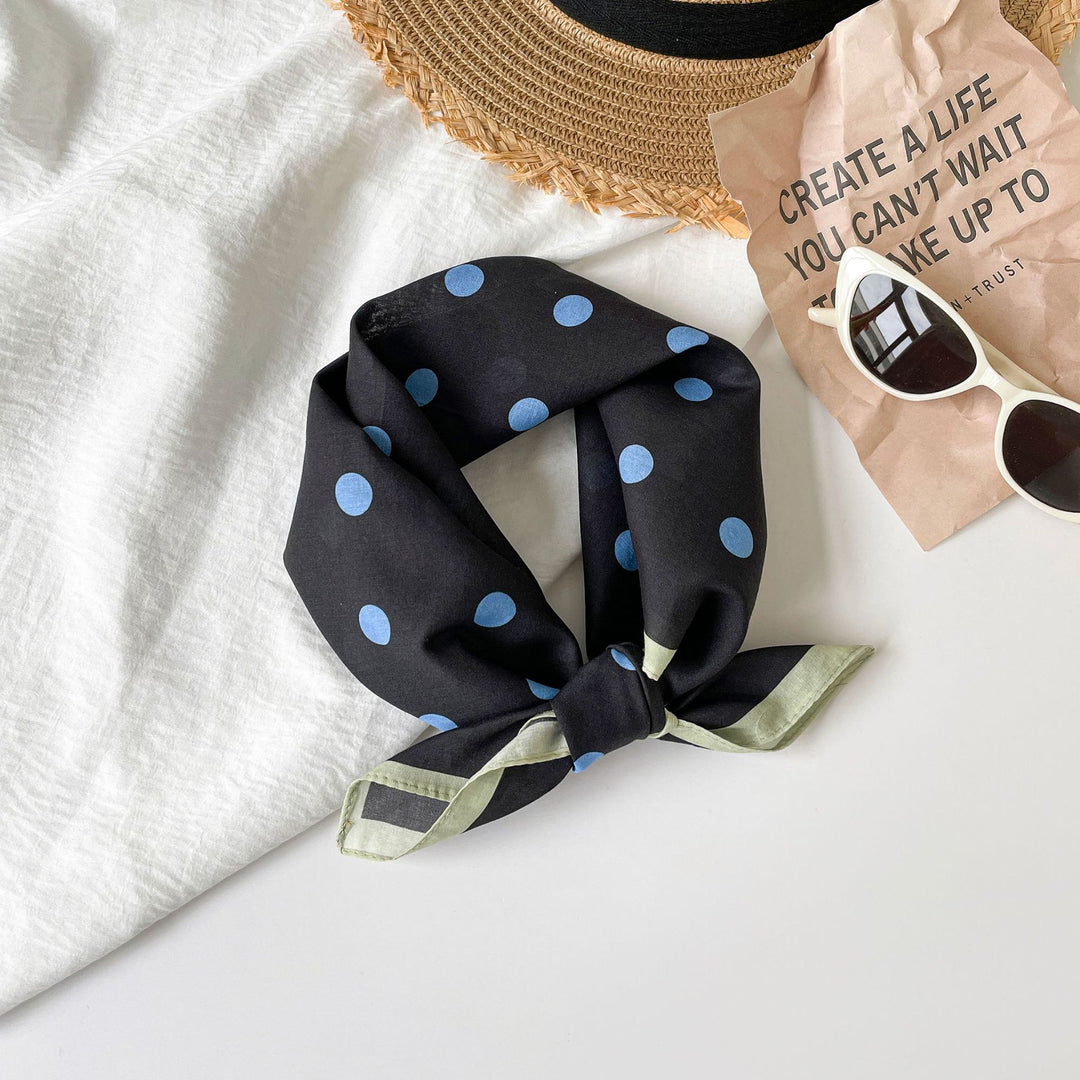 Cotton Polka Dot Square Scarf Women 55cm Fresh N6H119