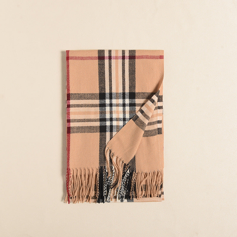 Plaid Pattern Faux Cashmere Wrap  M5A226