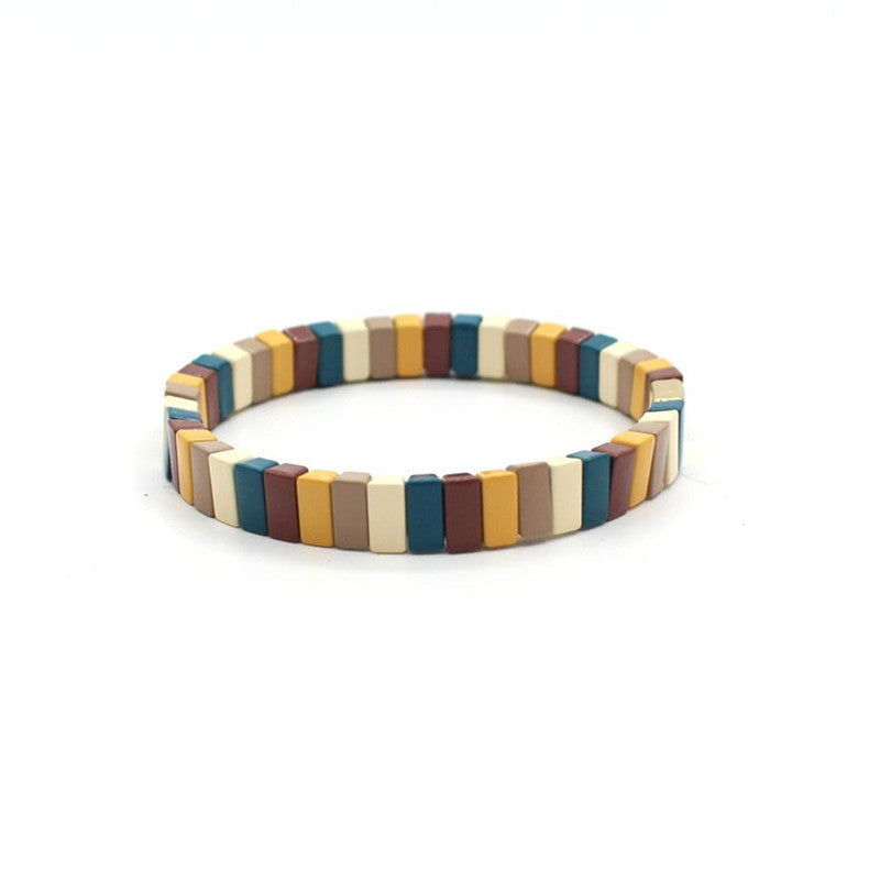 Enamel Strand Elastic Bracelet Hand-Strung Spliced  S5P265