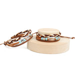 Load image into Gallery viewer, Hand Woven Shell and Leather Multi Layer Bracelet S5P616