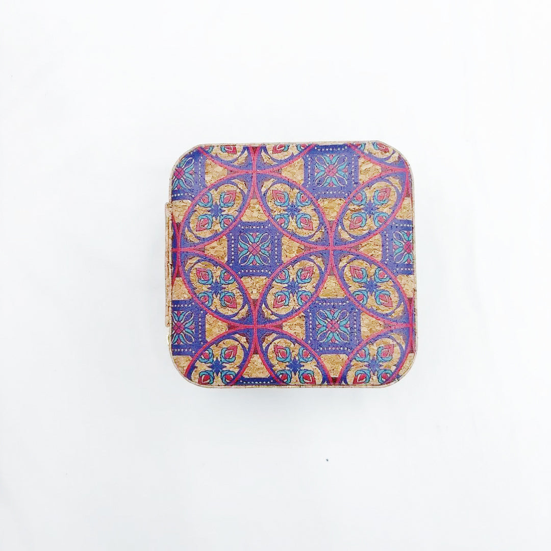 Travel Cork Jewelry Box with Mirror Organizer N6E091
