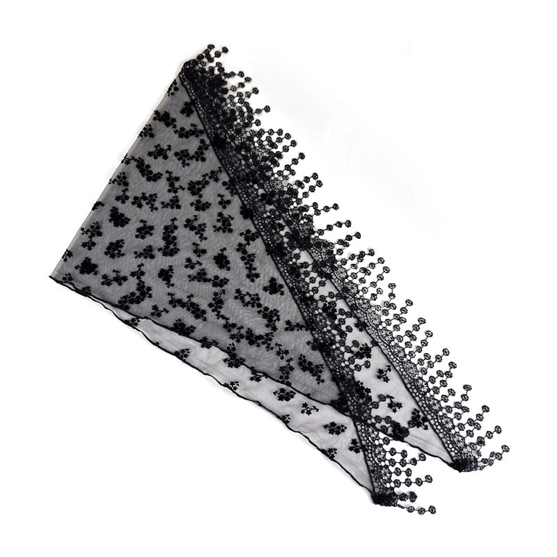 Lace Floral Triangle Scarf Fringe Shawl Women N6H106