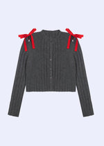 Load image into Gallery viewer, Cable Tie Cardigan Lightweight Red Yellow Gray N5Z872

