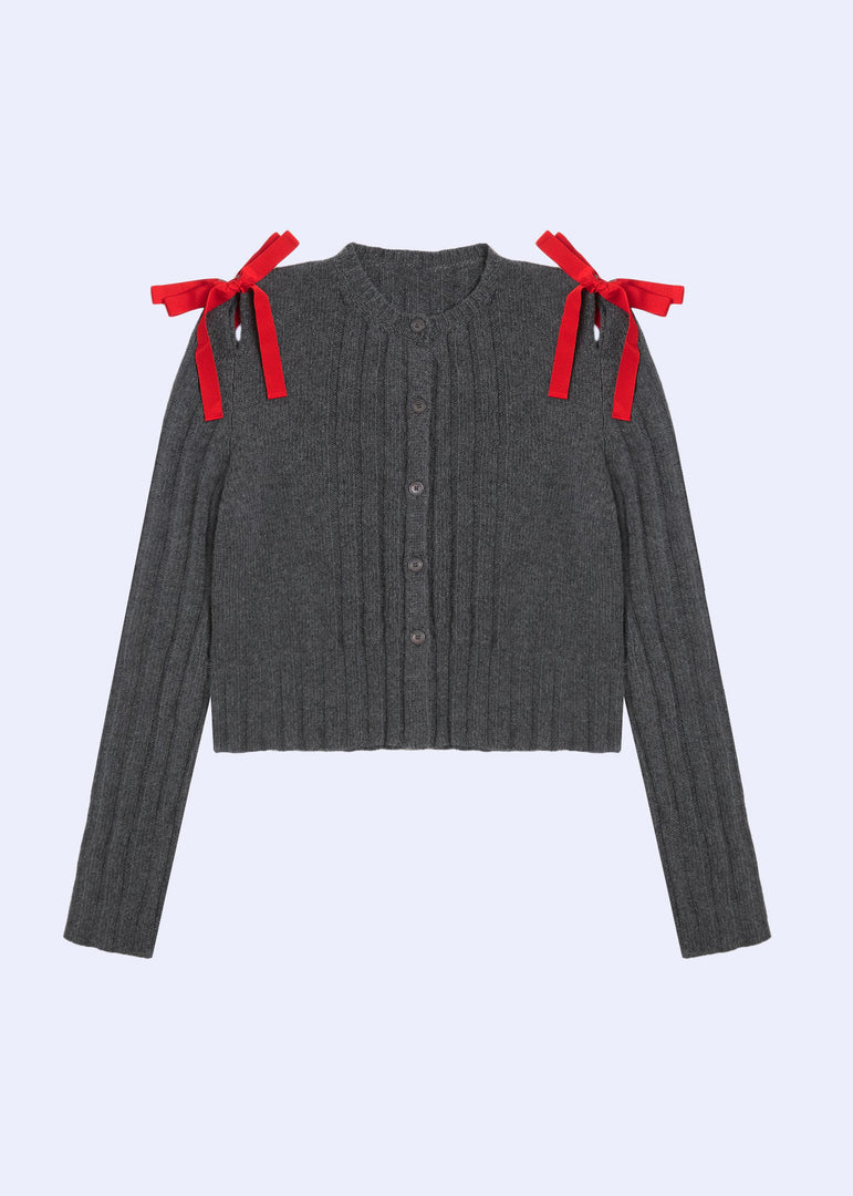 Cable Tie Cardigan Lightweight Red Yellow Gray N5Z872