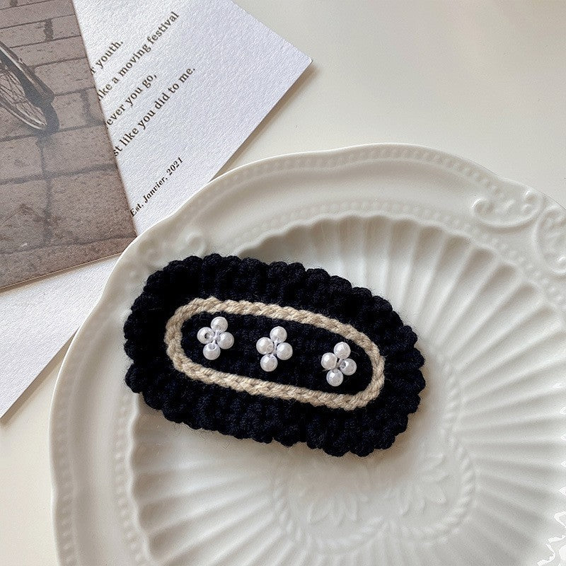 Womens Handmade Pearl Knit Side Hair Clip N6K311