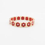 Load image into Gallery viewer, Floral Cuff Enamel Steel Crystal-Studded Elastic S5P141
