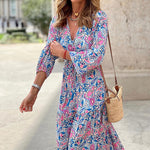 Load image into Gallery viewer, Bohemian Maxi Dress V Neck Long Sleeve N5Z124
