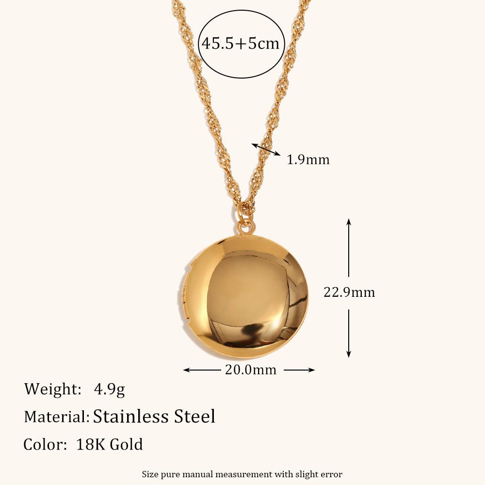 Heart Locket Chalice Necklace Steel Gold Plated S5P228