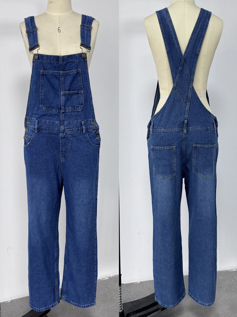 Relaxed Washed Denim Overalls Women N6D151