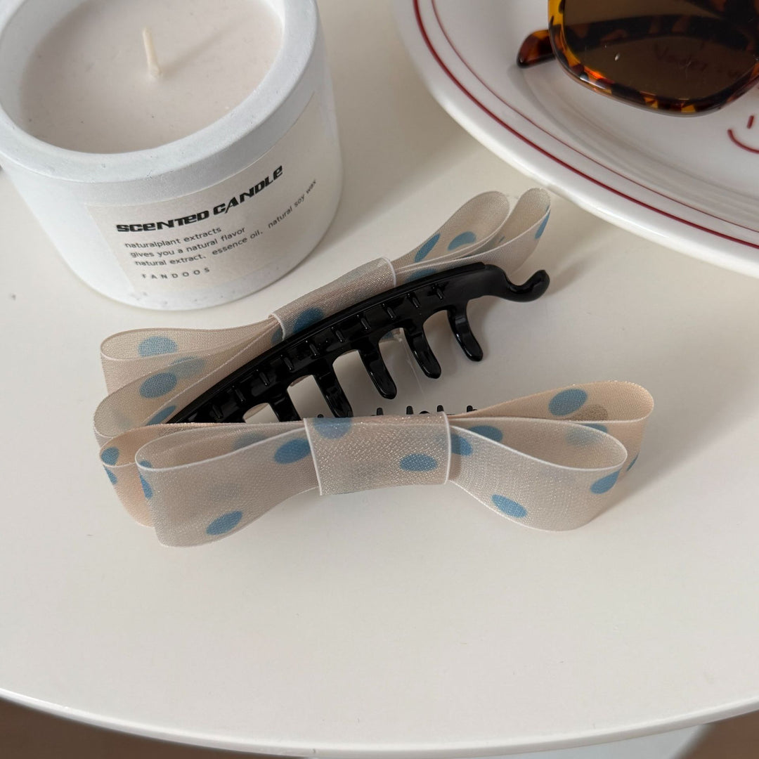 Polka Dot Bow Hair Clip Layered Banana Clip  N6F060