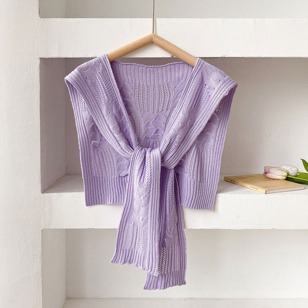 Thick Knit Square Shawl Hollow Twist Women N6H241