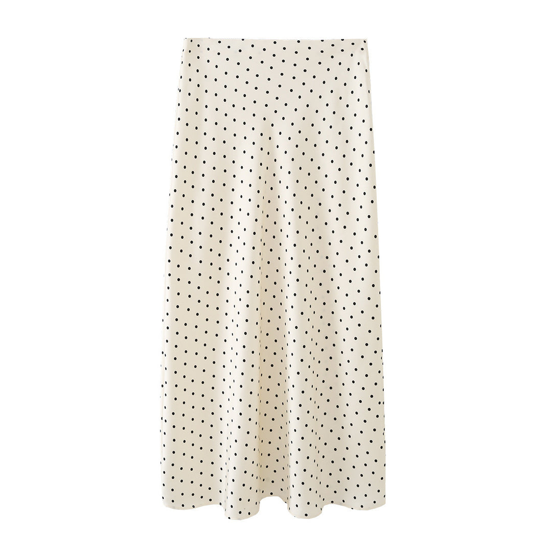 Polka Dot Satin Feel Simple Skirt Women N6E151