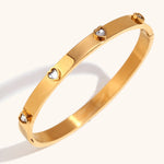 Load image into Gallery viewer, Heart Zircon Bangle Steel  Clasp Secure S5P136