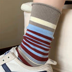 Load image into Gallery viewer, Contrast Stripe Double-Knit Cotton Socks M5A062