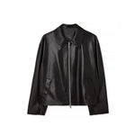 Load image into Gallery viewer, PU Zip Notch Crop Coat Dual Pocket Heavyweight Black N5Z617
