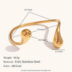 Load image into Gallery viewer, Teardrop Ring Bangle Steel Plated Open Adjustable S5P120
