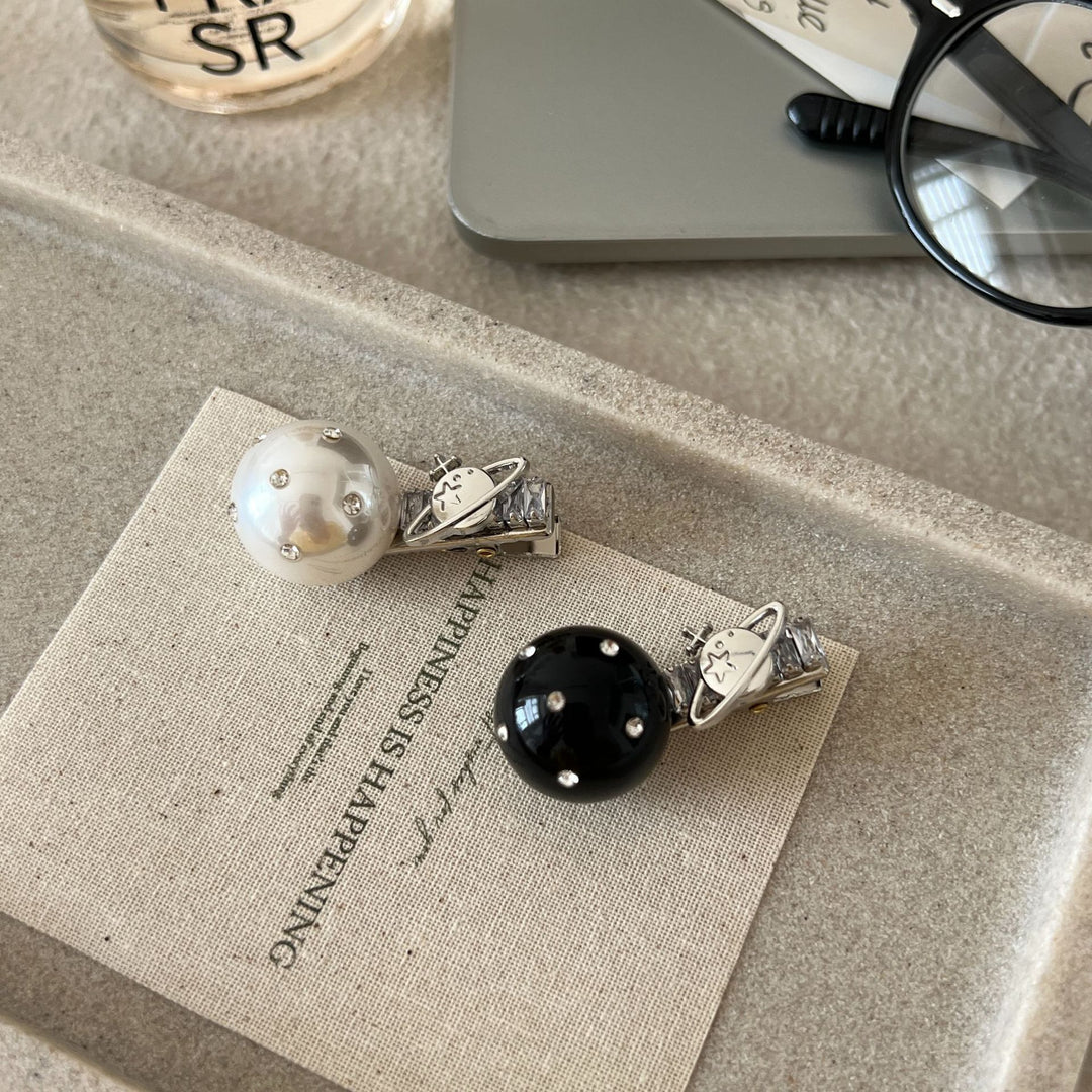 Luxury Rhinestone Pearl Saturn Duckbill Hair Clip N6H194